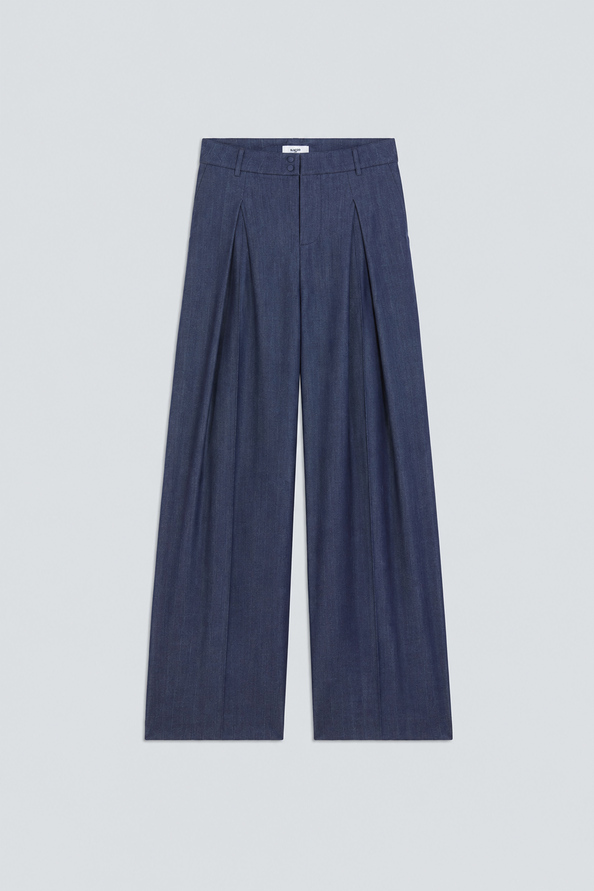JULIO Pantalon large &agrave; pinces bleu brut Bleu brut Suncoo
