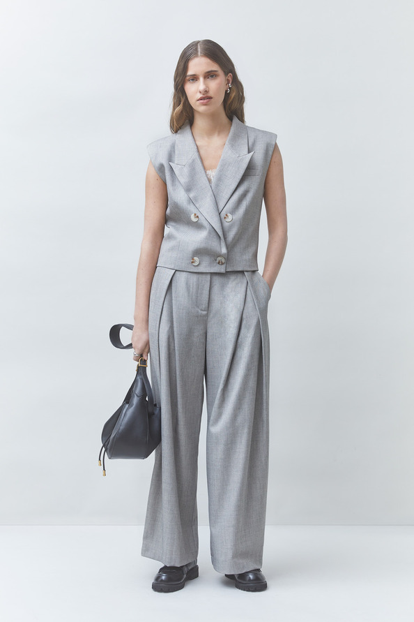 JEEZGC Pantalon tailleur &agrave; pinces Gris clair Suncoo