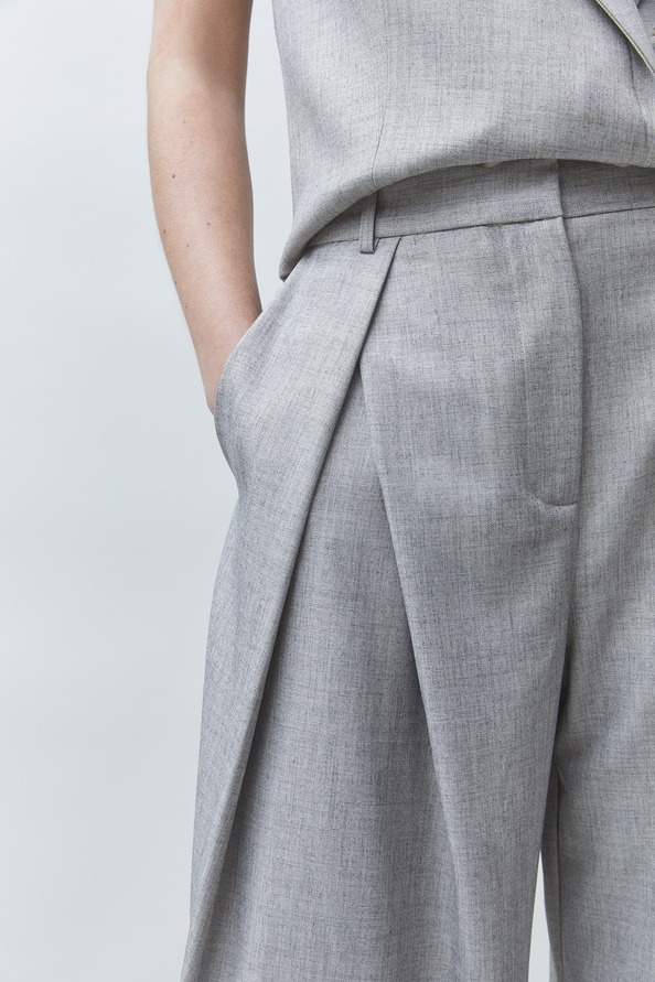 JEEZGC Pantalon tailleur &agrave; pinces Gris clair Suncoo