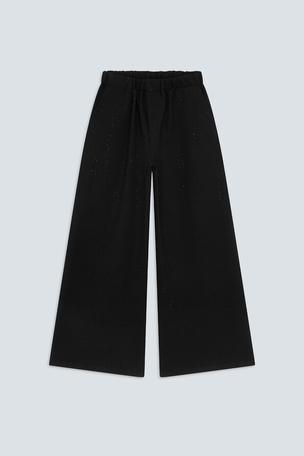 JUKEBOX Pantalon large d&eacute;tails strass noirs Noir Suncoo