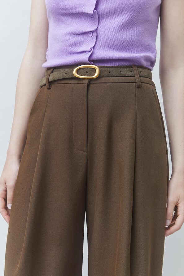 JOKER Pantalon large &agrave; pinces choco Chocolat Suncoo