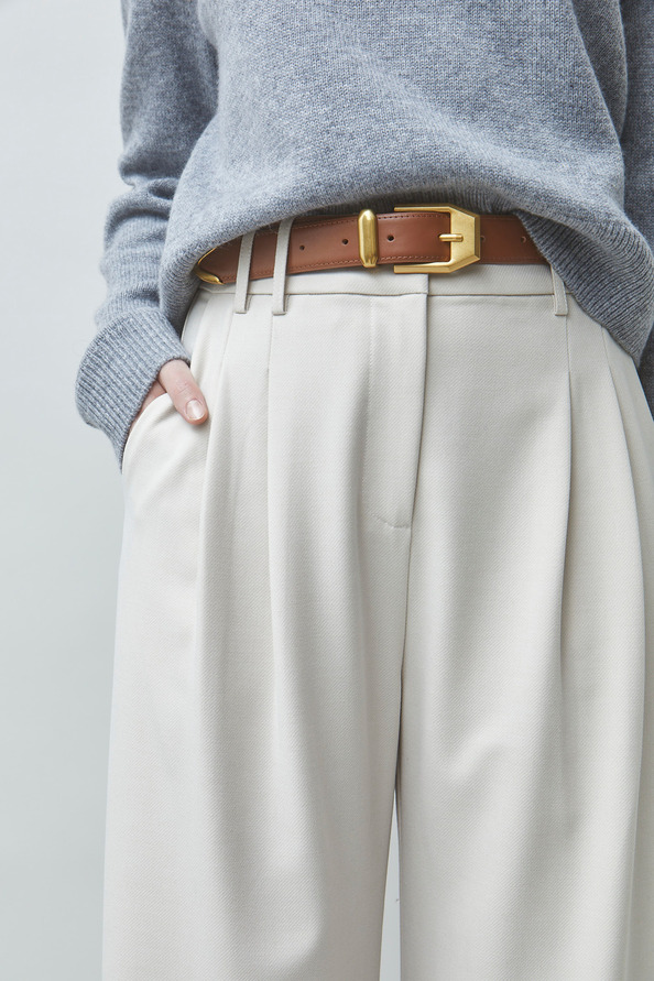 JAPAN Pantalon large &agrave; pinces Creme Suncoo