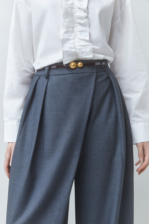 JUPITER Pantalon large d&eacute;tail drap&eacute; Carbone Suncoo