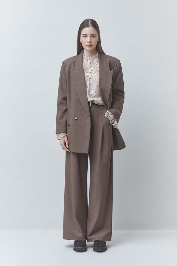 JONAS Pantalon tailleur &agrave; pinces taupe Taupe Suncoo