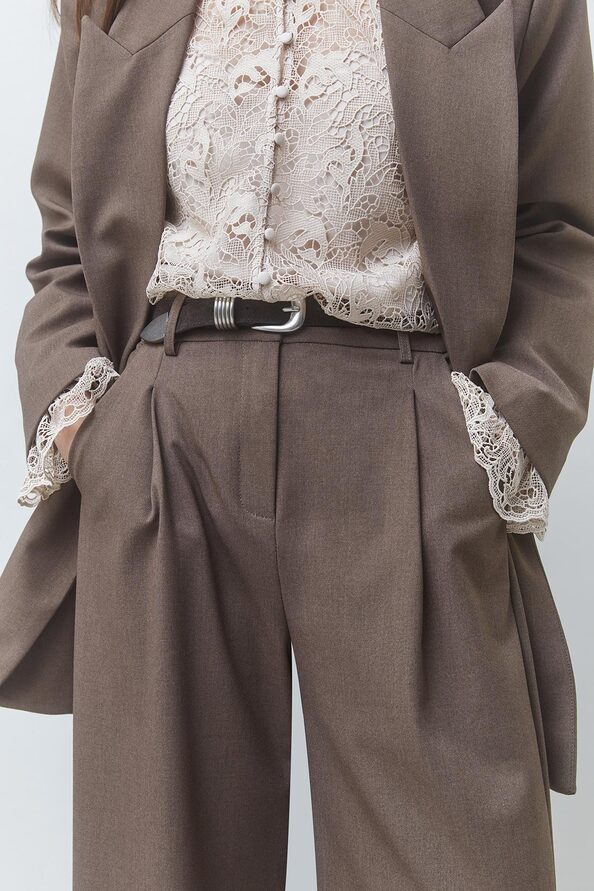 JONAS Pantalon tailleur &agrave; pinces taupe Taupe Suncoo