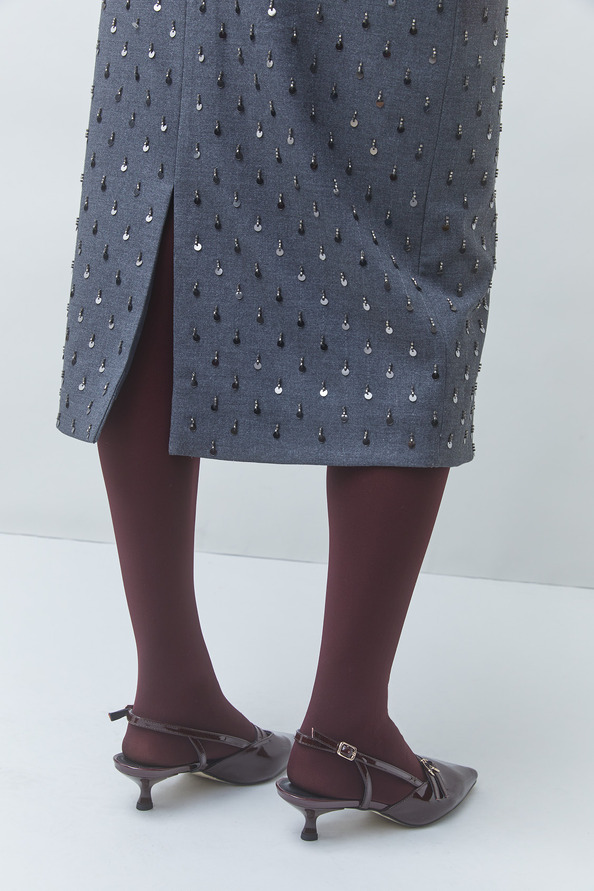 FOLLOW Jupe midi tailleur fantaisie Gris Suncoo
