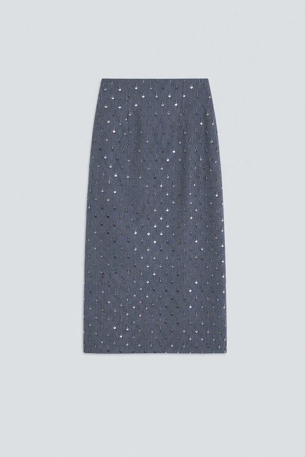 FOLLOW Jupe midi tailleur fantaisie Gris Suncoo