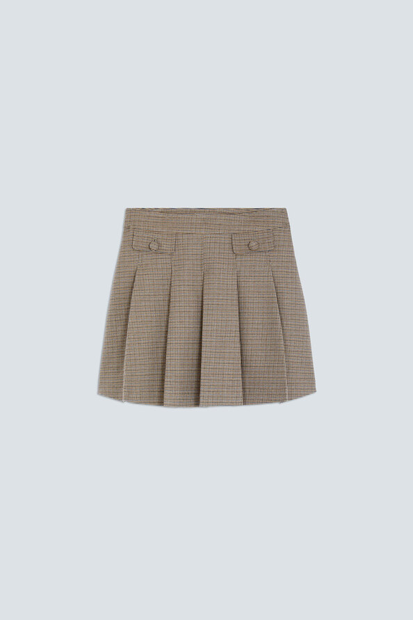 FRIDAY Jupe courte pieds de poule Taupe Suncoo