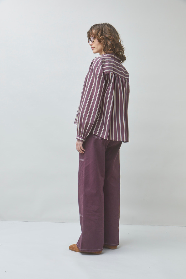 LORENS Blouse oversize &agrave; rayures Prune Suncoo