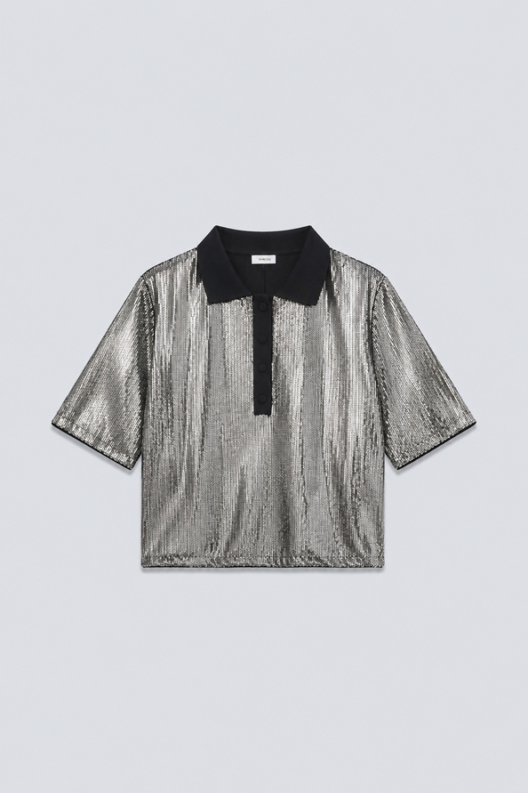 LIGHT Blouse &agrave; sequins argent&eacute;s Argent Suncoo