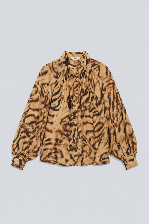 LUX Blouse fluide imprim&eacute; sauvage Beige Suncoo