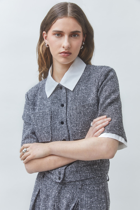LINO Blouse paillet&eacute;e &agrave; manches courtes Carbone Suncoo