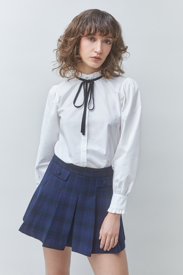 LUISA Blouse fluide lavalli&egrave;re Blanc casse Suncoo