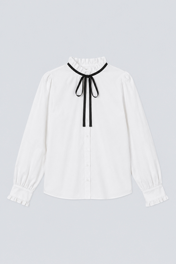 LUISA Blouse fluide lavalli&egrave;re Blanc casse Suncoo