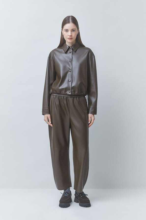 LENNOX Blouse en simili cuir kaki Kaki Suncoo
