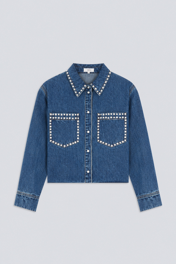 LINK Chemise en jean d&eacute;tails strass Bleu jeans Suncoo