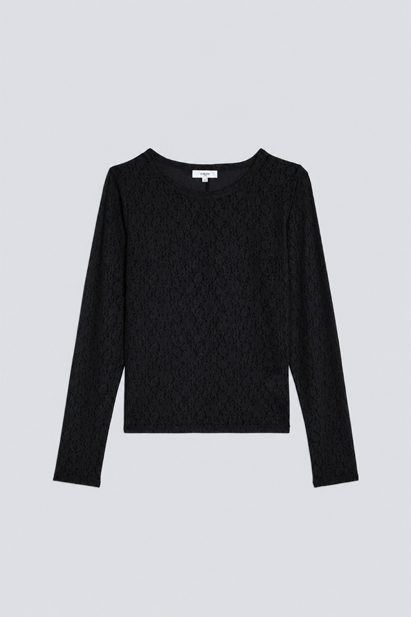 MOLLY Tee-shirt en dentelle stretch noir Noir Suncoo