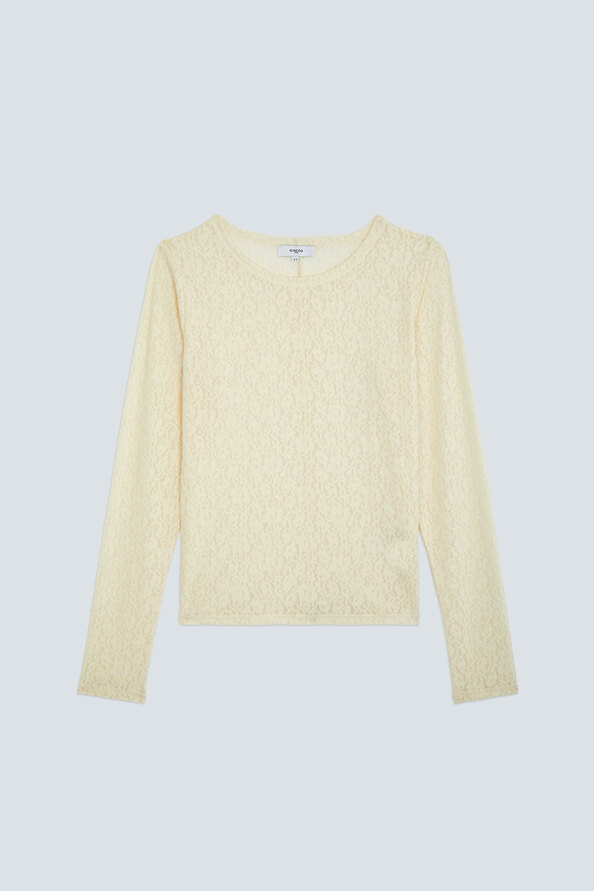 MOLLY Tee-shirt en dentelle stretch cr&egrave;me Creme Suncoo
