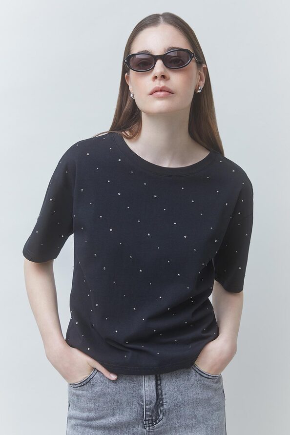 MARTISY Tee-shirt clo&ucirc;t&eacute; ouvert au dos Noir Suncoo
