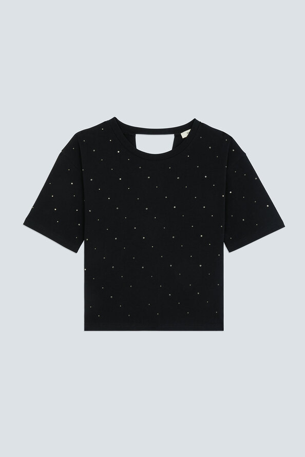 MARTISY Tee-shirt clo&ucirc;t&eacute; ouvert au dos Noir Suncoo