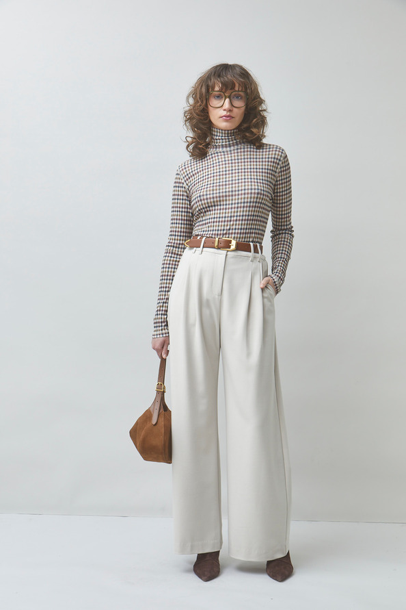 MANECH Tee-shirt à imprimé carreaux Taupe Suncoo