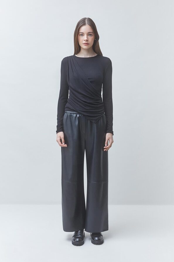 MIRKO Tee-shirt drap&eacute; noir Noir Suncoo