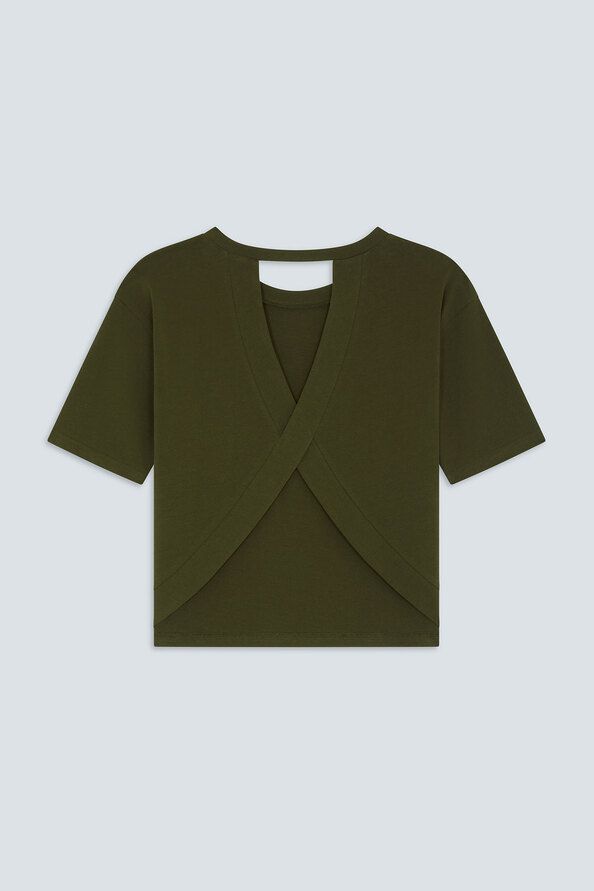MARTI Tee-shirt kaki uni ouvert au dos Kaki Suncoo