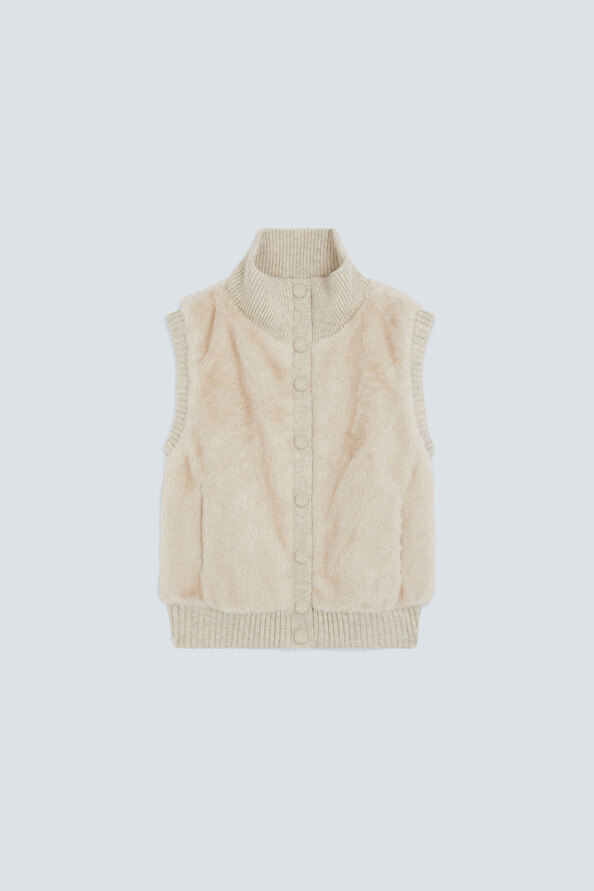DOODLE Veste sans manche en fausse fourrure Creme Suncoo