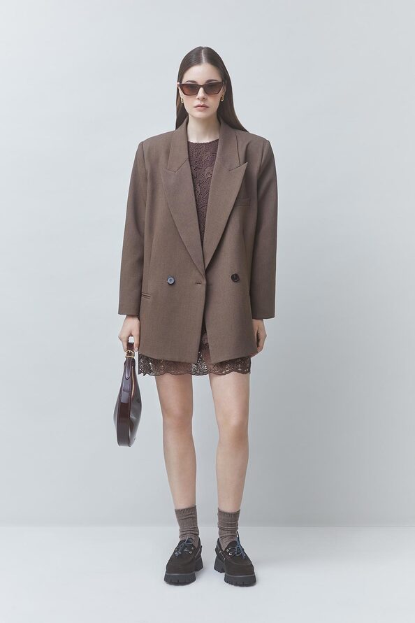 DUKE Veste blazer oversize Taupe Suncoo