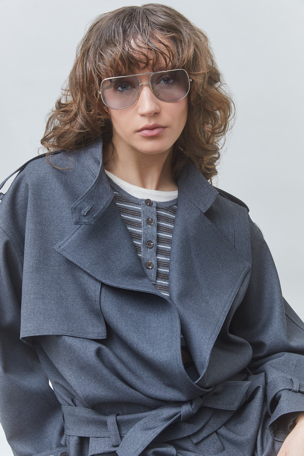 DUST Veste courte oversize ceintur&eacute;e Carbone Suncoo
