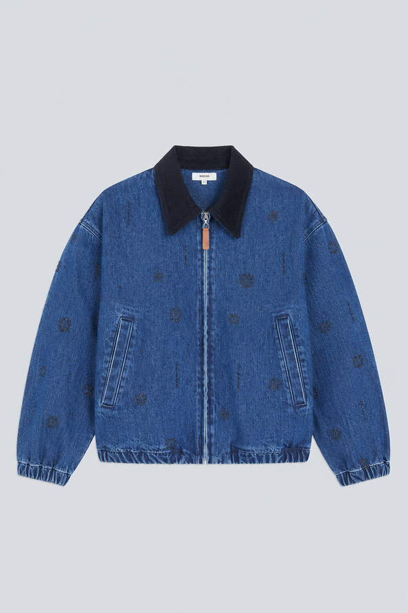 DEVON Veste en jean d&eacute;tails strass noirs Bleu jeans Suncoo