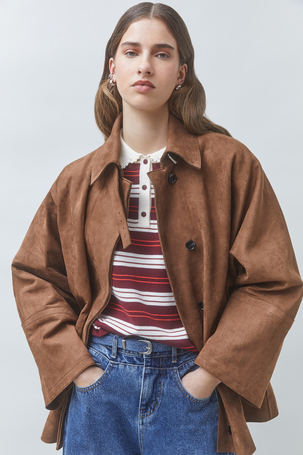 DIDO Manteau en simili suede Tabac Suncoo