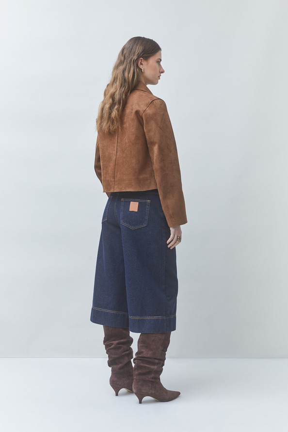 DUNE Veste courte en simili suede Tabac Suncoo