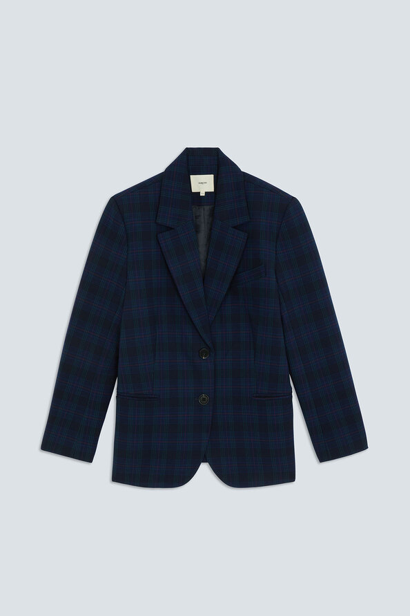 DORIAN Veste blazer &agrave; carreaux Bleu nuit Suncoo