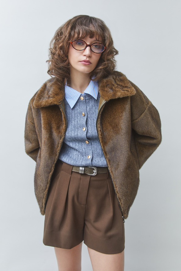 DARLING Manteau en fausse fourrure Kaki Suncoo