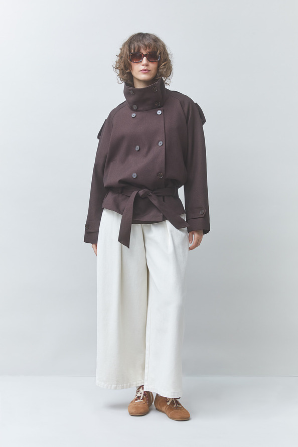 DEEP Manteau court ceintur&eacute; Prune Suncoo