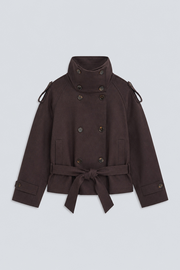 DEEP Manteau court ceintur&eacute; Prune Suncoo