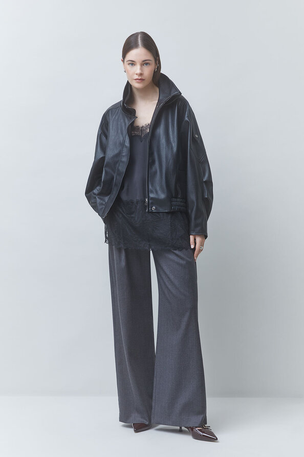 EARLY Manteau oversize en simili cuir noir Noir Suncoo