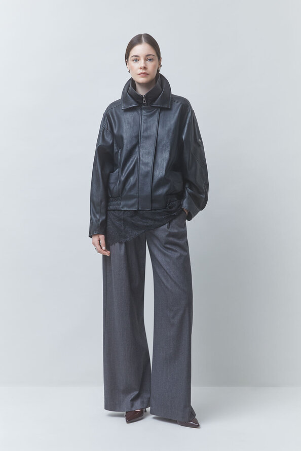 EARLY Manteau oversize en simili cuir noir Noir Suncoo