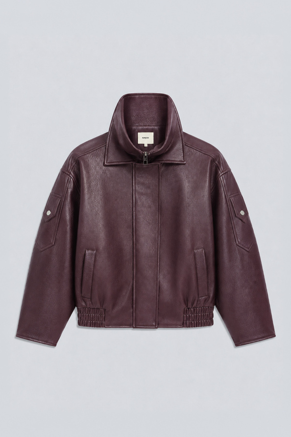EARLY Manteau oversize en simili cuir prune Prune Suncoo