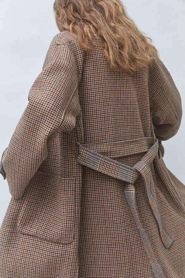 ENJOY Manteau long r&eacute;versible en laine Chocolat Suncoo