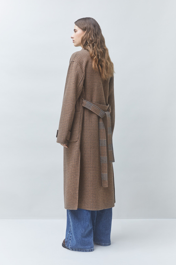 ENJOY Manteau long r&eacute;versible en laine Chocolat Suncoo
