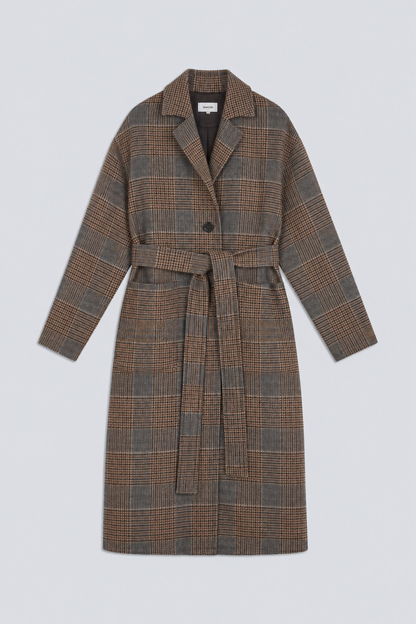 ENJOY Manteau long r&eacute;versible en laine Chocolat Suncoo