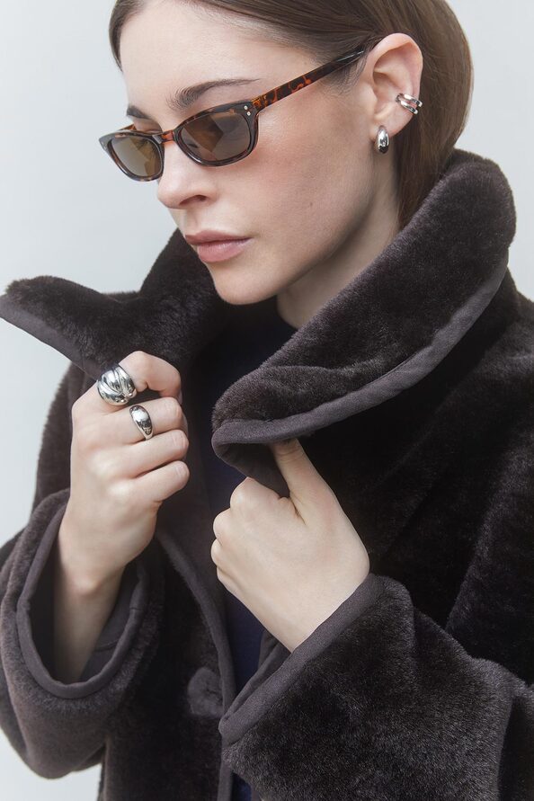 EASTER Manteau en fausse fourrure choco Chocolat Suncoo
