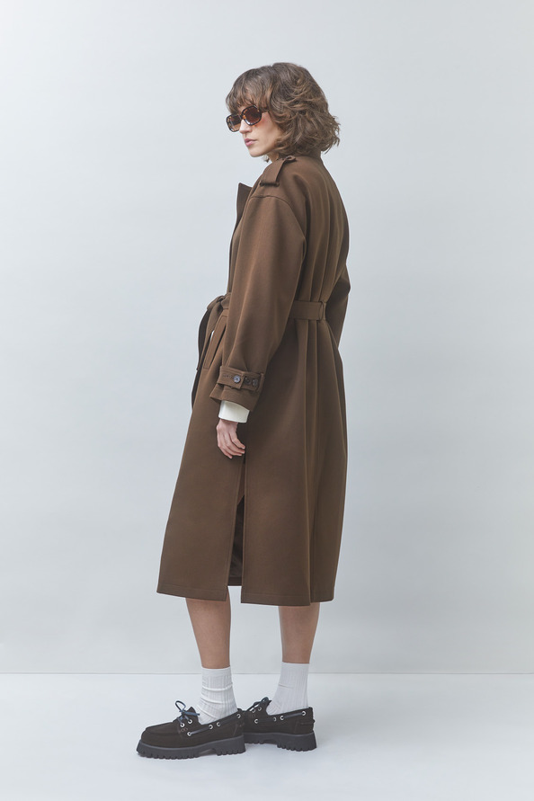 EPIC Manteau long ceintur&eacute; Chocolat Suncoo