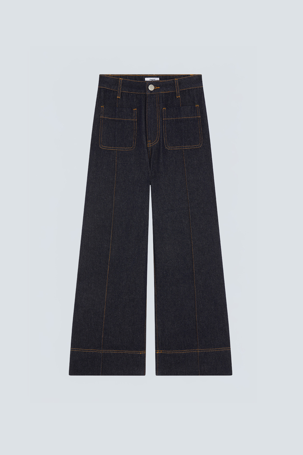 RICK Jean large d&eacute;tails poches bleu brut Bleu brut Suncoo