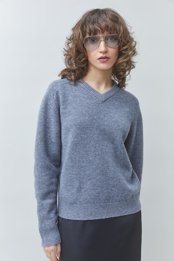 POLARI Pull uni gris chin&eacute; en laine Gris chin&eacute; Suncoo
