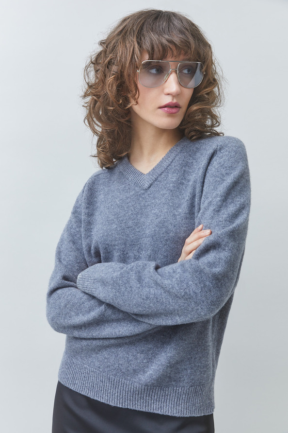POLARI Pull uni gris chin&eacute; en laine Gris chin&eacute; Suncoo