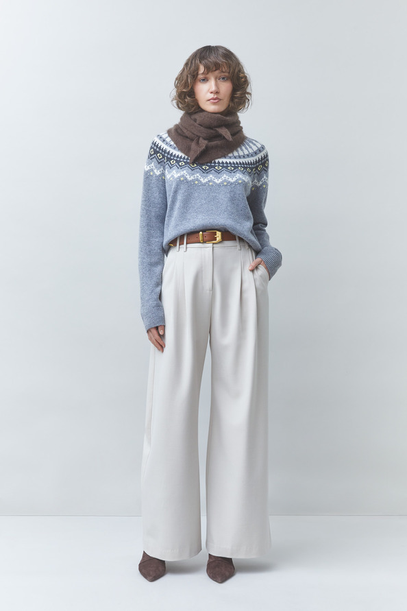 PISTI Pull jacquard en laine Gris chin&eacute; Suncoo