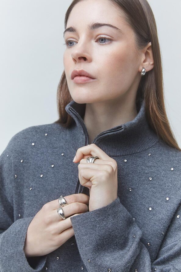 PRISTO Sweat court détail strass Carbone Suncoo